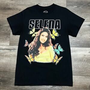 Selena Butterfly Graphic Women's Tee Black Size Small
